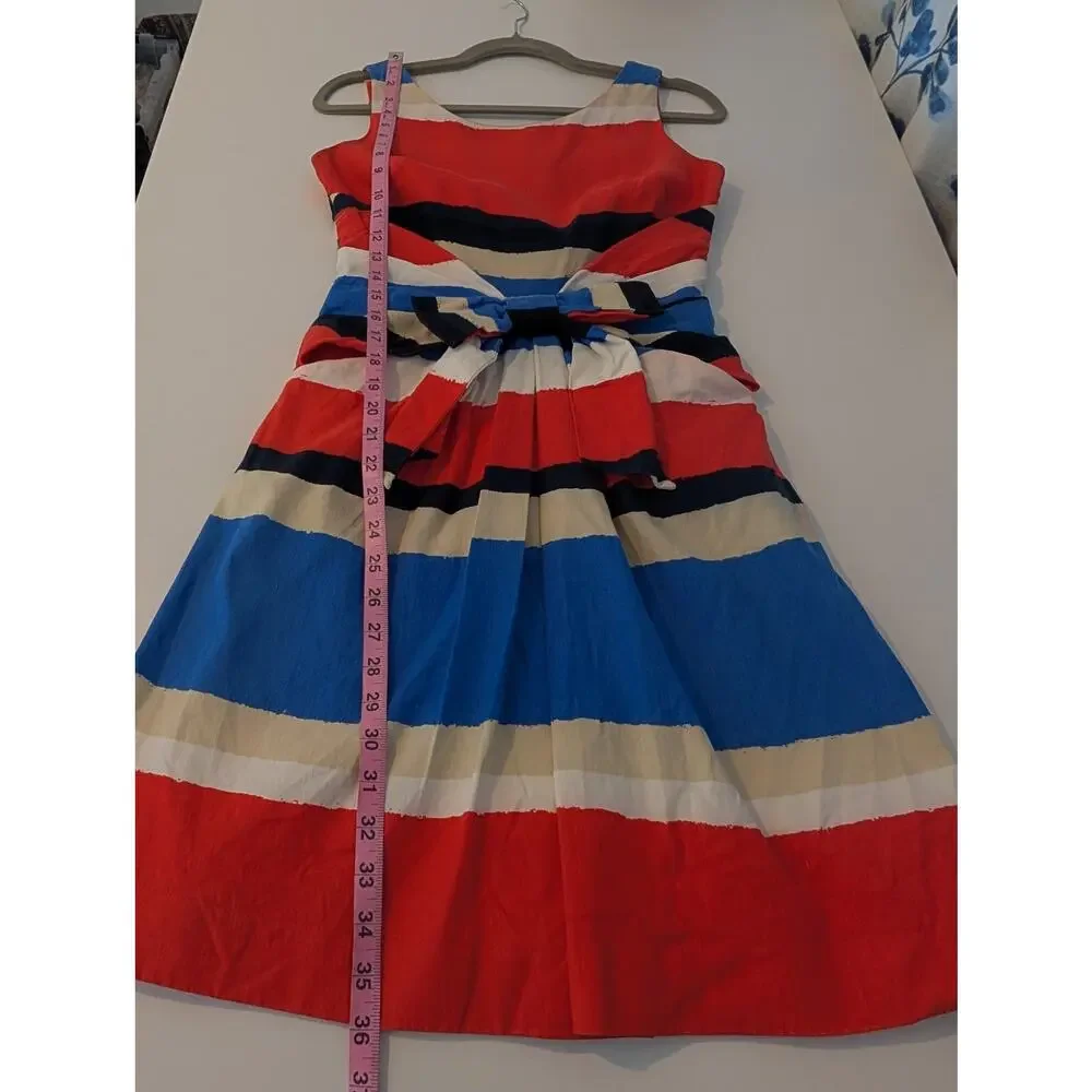 Kate Spade Jillian Dress All Aboard Stripe Nautical Cotton Linen Red Blue Size 2